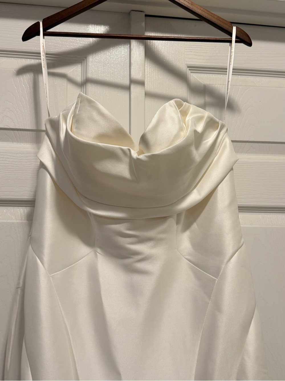 Strapless Ivory Ruched Neck Satin Dress